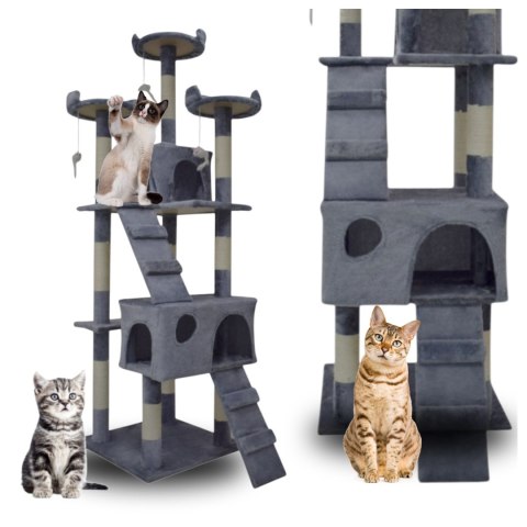 DRAPAK DLA KOTA DUŻY 170cm WYSOKI LEGOWISKO DOMEK DRZEWKO JASNY SZARY