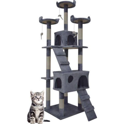 DRAPAK DLA KOTA DUŻY 170cm WYSOKI LEGOWISKO DOMEK DRZEWKO JASNY SZARY