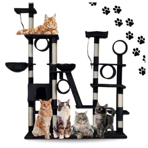 DRAPAK DLA KOTA XXL DUŻY 255cm WIEŻA HAMAK TUBA DOMEK LEGOWISKO CZARNY