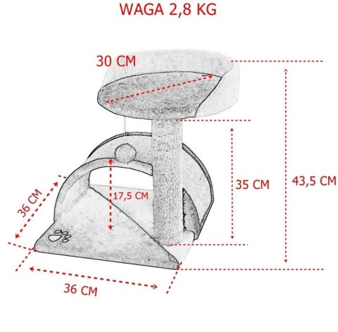 DRAPAK DLA KOTA MAŁY LEGOWISKO SŁUPEK BUDKA HAMAK ZABAWKA 43 cm