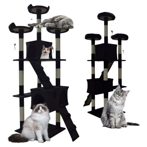 Drapak dla kota czarny domek legowisko platformy zabawki sizal stabilny