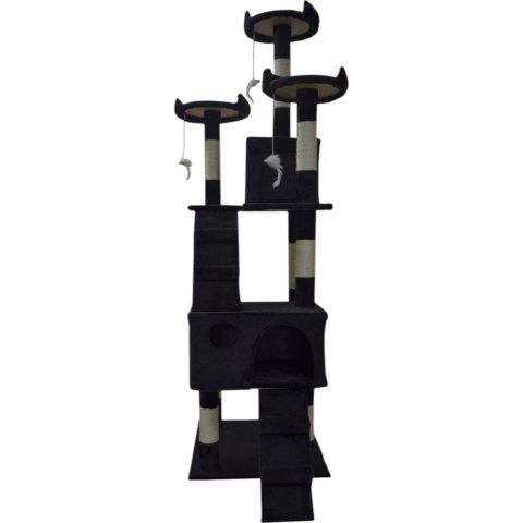 Drapak dla kota czarny domek legowisko platformy zabawki sizal stabilny