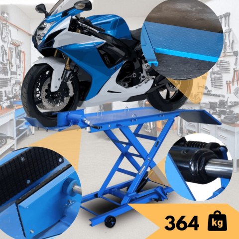 Podnosnik motocyklowy platformowy platforma 364 kg rampa serwisowa 21-78 cm