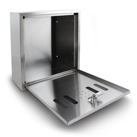 Popielniczka zewnętrzna ścienna stal nierdzewna zamykana na klucz srebrna