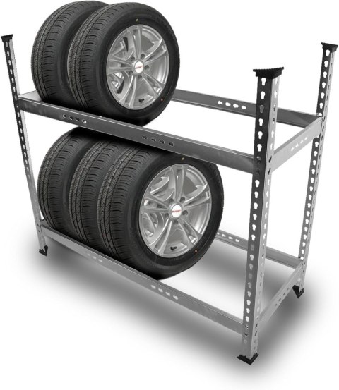 Regał metalowy na opony 8 kół 150 kg czarny lekki bez narzędzi