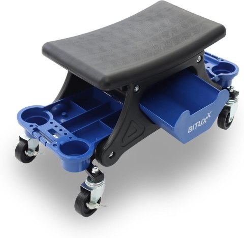 Siedzisko krzesło warsztatowe na kółkach mobilne z półkami do 180kg