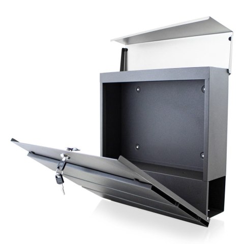 Skrzynka na listy z gazetnikiem duża pojemność stal nierdzewna grafit