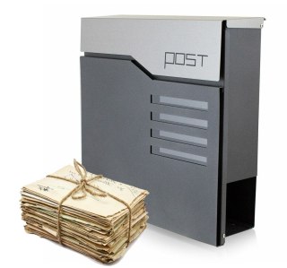 Skrzynka pocztowa na listy z gazetnikiem grafit stal nierdzewna zewnętrzna