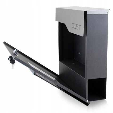 Skrzynka pocztowa na listy z gazetnikiem grafit stal nierdzewna zewnętrzna