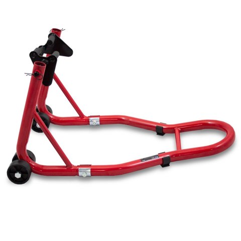 Stojak motocyklowy przedniego koła czerwony stalowy 250kg CERTYFIKOWANY