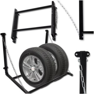 Wieszak ścienny na opony koła składany stalowy 130 kg garaż regulowany
