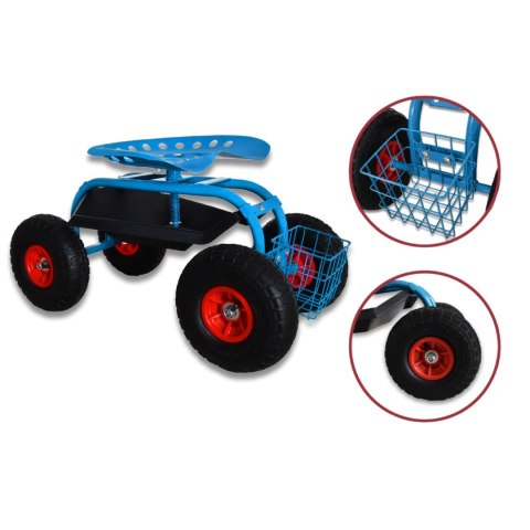 Wózek ogrodowy do transportu z obrotowym siedzeniem pełna regulacja