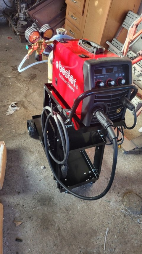 Wózek spawalniczy 3 półki miejsce na butlę gazową stalowy udźwig 40 kg