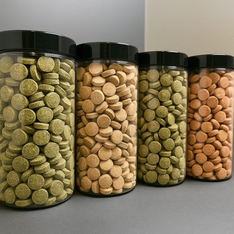 Zestaw 4×200g – Pokarm w tabletkach dla ryb akwariowych Kirysków Glonojada