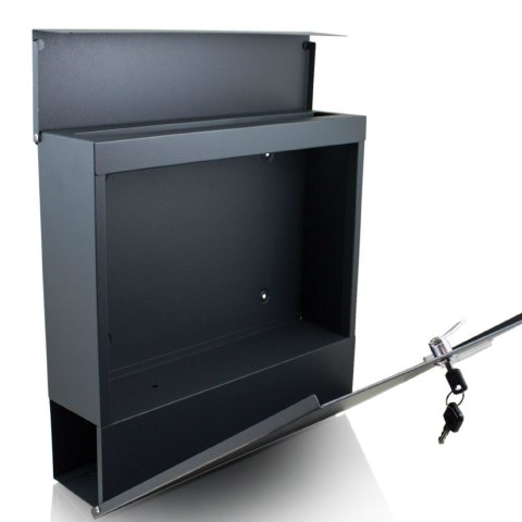 Duża skrzynka pocztowa zewnętrzna stalowa z gazetnikiem na ogrodzenie