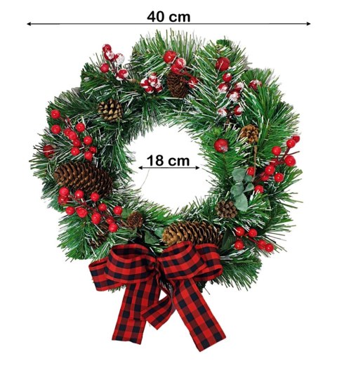 TRADYCYJNY STROIK ŚWIĄTECZNY KRÓLEWSKI SZYSZKI + JARZĘBINA 40cm