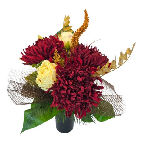 Bukiet flakon stroik na cmentarz kompozycja kwiatowa na wszystkich świętych