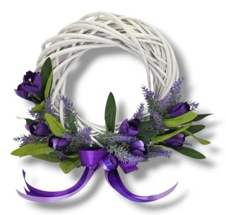 STYLOWY WIANEK DEKORACYJNY LAWENDA KROKUSY DO DOMU NA DRZWI STÓŁ 25cm