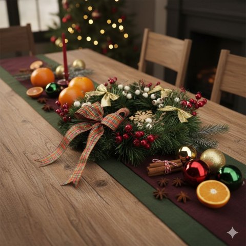 Świąteczny wianek na drzwi stół na Boże Narodzenie handmade rękodzieło