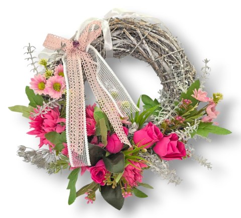 WIKLINOWY WIANEK KWIATOWY WIOSENNY LETNI STROIK DO DOMU NA DRZWI