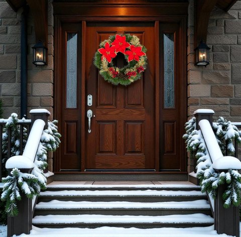 Wianek świąteczny na Boże Narodzenie stroik na drzwi stół dekoracja handmade 40cm