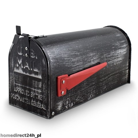 Skrzynka na Listy Amerykańska Retro Stalowa z Flagą i Uchwyt Montażowy