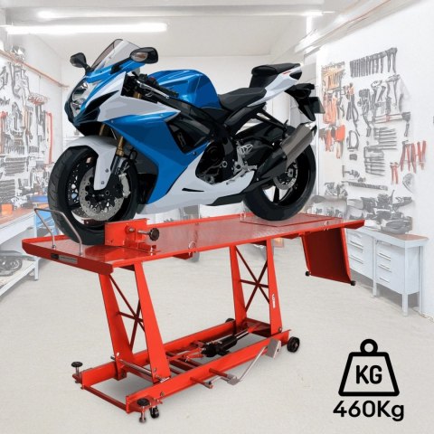 Podnośnik motocyklowy platforma podnośnik hydrauliczny 460 kg czerwony