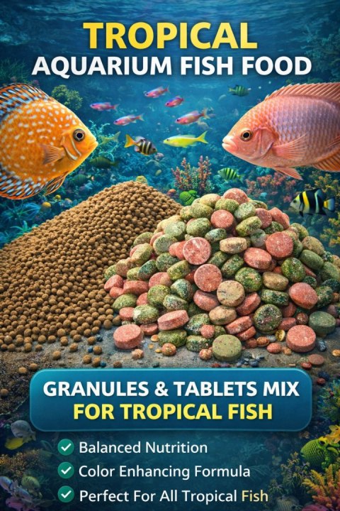 Pokarm MIX dla ryb Tabletki i Granulat Zestaw do akwarium ze spiruliną