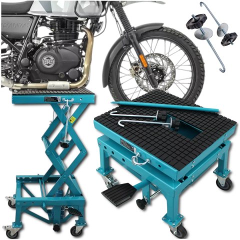 Podnośnik Hydrauliczny Nożycowy Motocyklowy Mobilny Gumowa Platforma 135kg