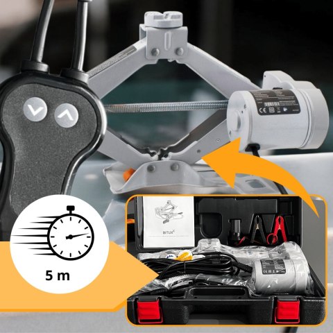 Elektryczny podnośnik samochodowy 2T 12V z pilotem wys. 12-35cm lekki 4.3kg