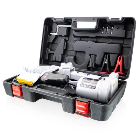 Elektryczny podnośnik samochodowy 2T 12V z pilotem wys. 12-35cm lekki 4.3kg