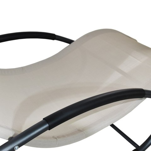 Leżak OGRODOWY bujany DESIGNERSKI beżowy textilene 150 kg elegancki na lata