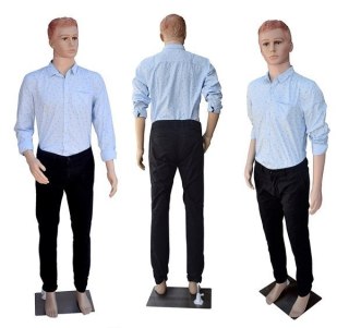 Manekin wystawowy męski pełnopostaciowy 190 cm z głową stabilny