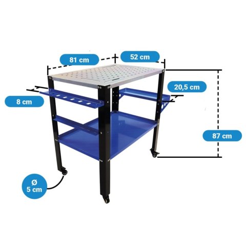 Mobilny Stół Spawalniczy Perforowany 81x52x87cm 250kg Bituxx