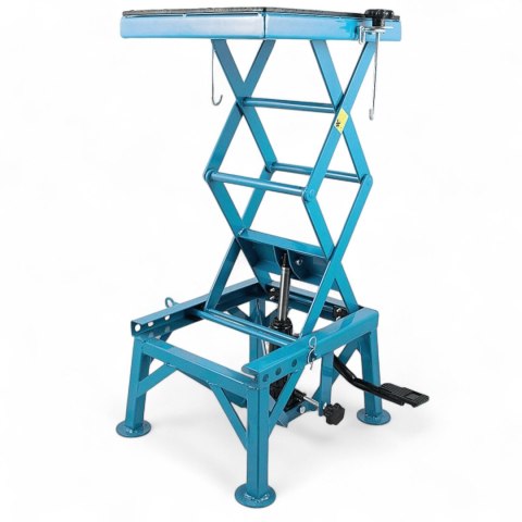 Podnośnik Motocyklowy Hydrauliczny Platforma 135 kg 87cm Niebieski stabilny