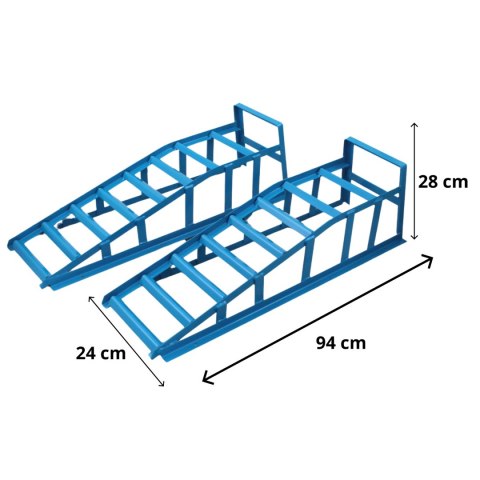 Rampy samochodowe stalowe 1500 kg antypoślizgowe szerokość 24 cm komplet