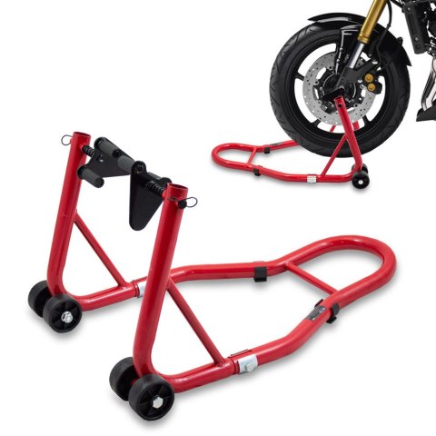 Stojak motocyklowy uchwyt do motoru czerwony stalowy 250 kg regulowany