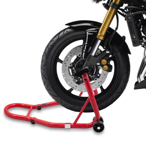 Stojak motocyklowy uchwyt do motoru czerwony stalowy 250 kg regulowany