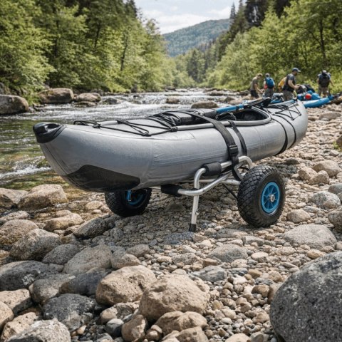 Wózek do kajaka deski transportowy aluminiowy 70 kg składany pompowane koła