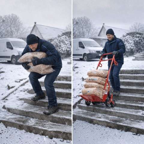 Wózek schodowy transportowy 200 kg 6 kół gumowych regulowany uchwyt