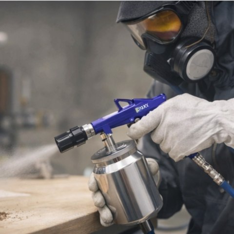 Zestaw pistolet do piaskowania pneumatyczny 4 el ścierniwo stalowy zbiornik