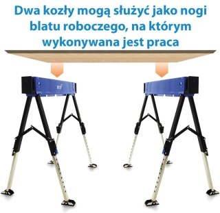 Koziołek warsztatowy składany 600 kg Stojak Roboczy regulacja 62-87 cm