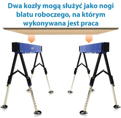 Stojak roboczy składany regulowany 600 kg 62-87 cm zestaw 2 szt