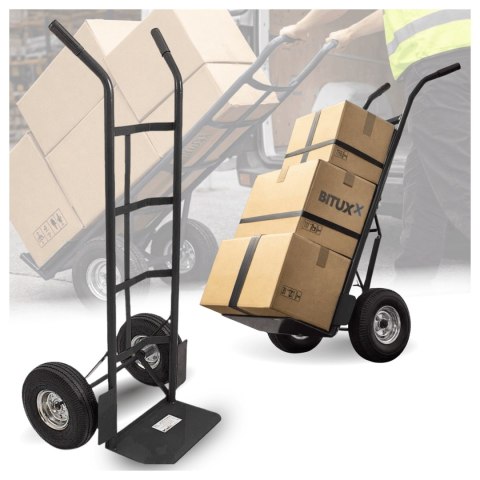 Wózek magazynowy transportowy 200kg stalowy koła pneumatyczne magazyn ogród