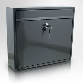 Skrzynka pocztowa na listy z wrzutem szara metalowa z zamkiem 36x31 cm