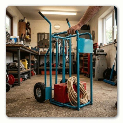 Wózek do drewna transportowy 2w1 z szuflą stalowy 100kg koła pneumatyczne