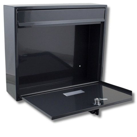 Skrzynka pocztowa na listy z wrzutem szara metalowa z zamkiem 36x31 cm