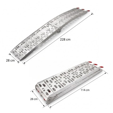 Rampy aluminiowe składane najazdy 680 kg do motocykla quada kosiarki pasy