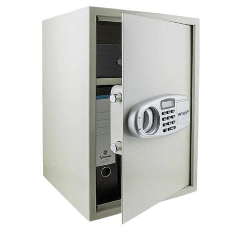 Sejf elektroniczny 52cm jasnoszary domowy zamek szyfrowy klucz awaryjny